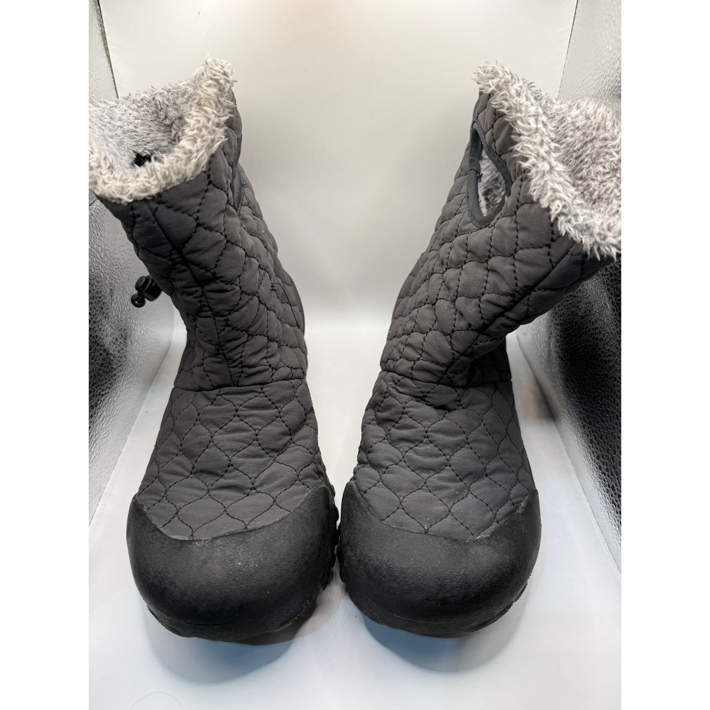 Bogs B-Moc Quilt Puff Black Waterproof Winter Boots Faux Fur Lining Womens 9